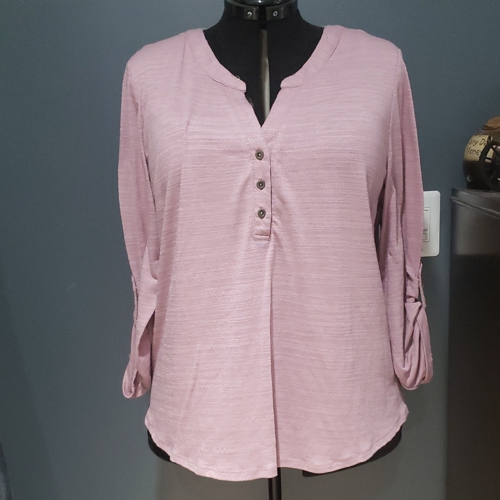 NWT nuco Chic Mauve Henley Blouse Sz XXL